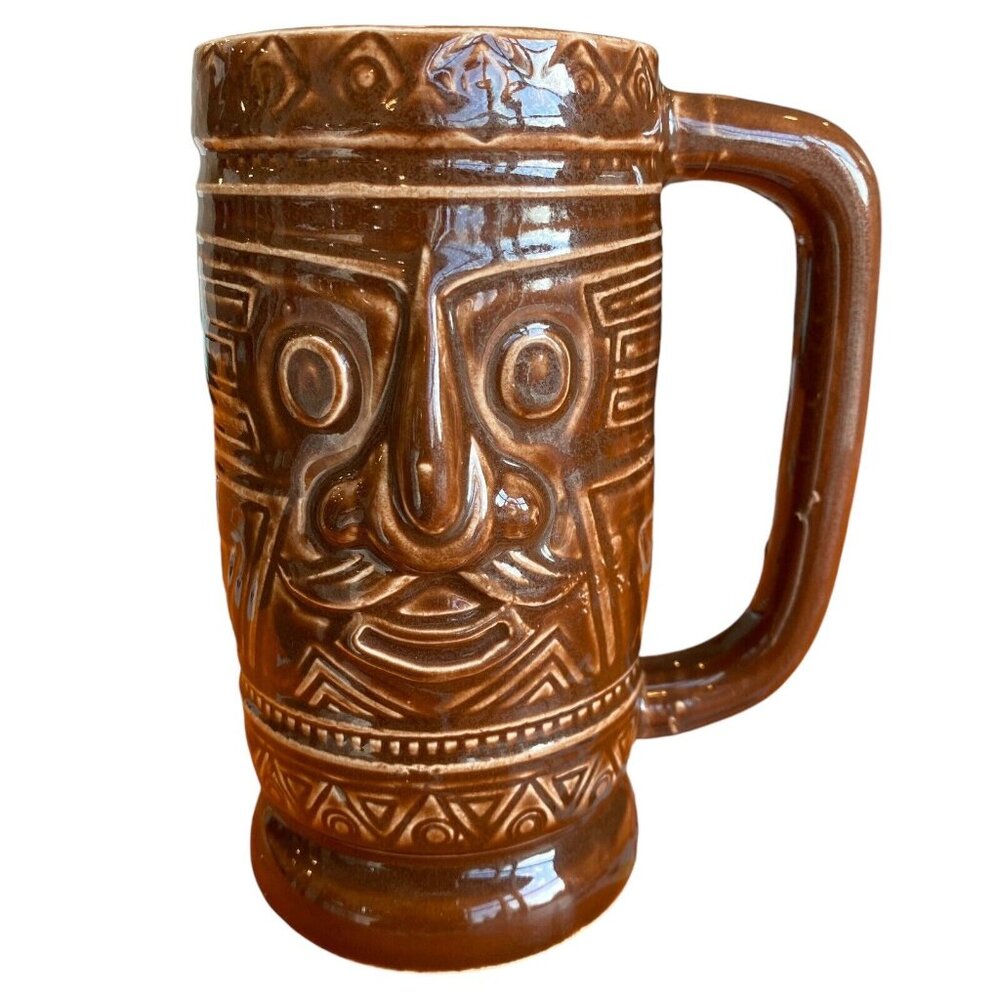Vintage Tiki Bar Mug Brown Made In Japan 6" Westwood HTF